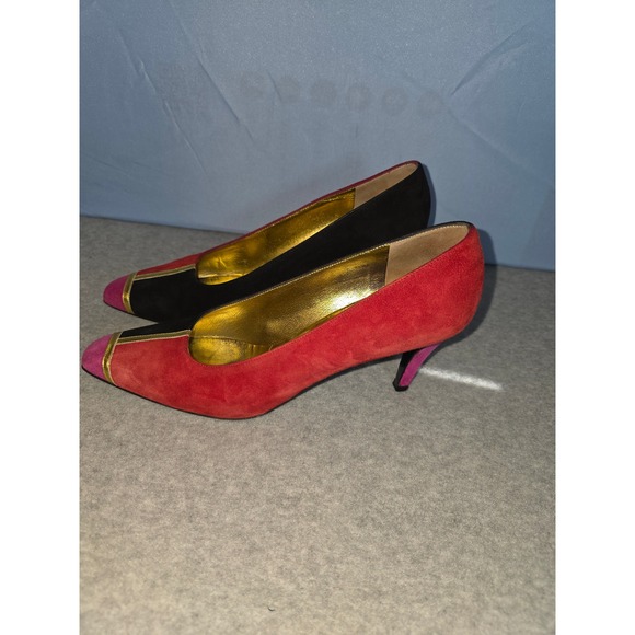 Anne Klein Couture Suede Color Block Pointed Toe Heels Pumps Size 7.5M - Picture 2 of 8